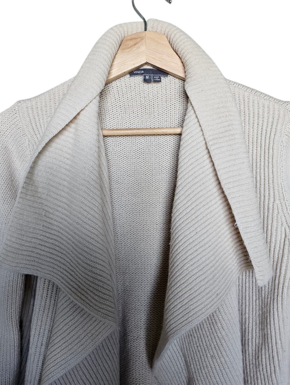 Vince Yak Wool Blend Cream Open-Front Draped Cardigan - Picture 2 of 6